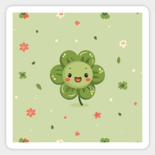 Green leaf clover shamrock in St Patricks day seamless pattern Sticker